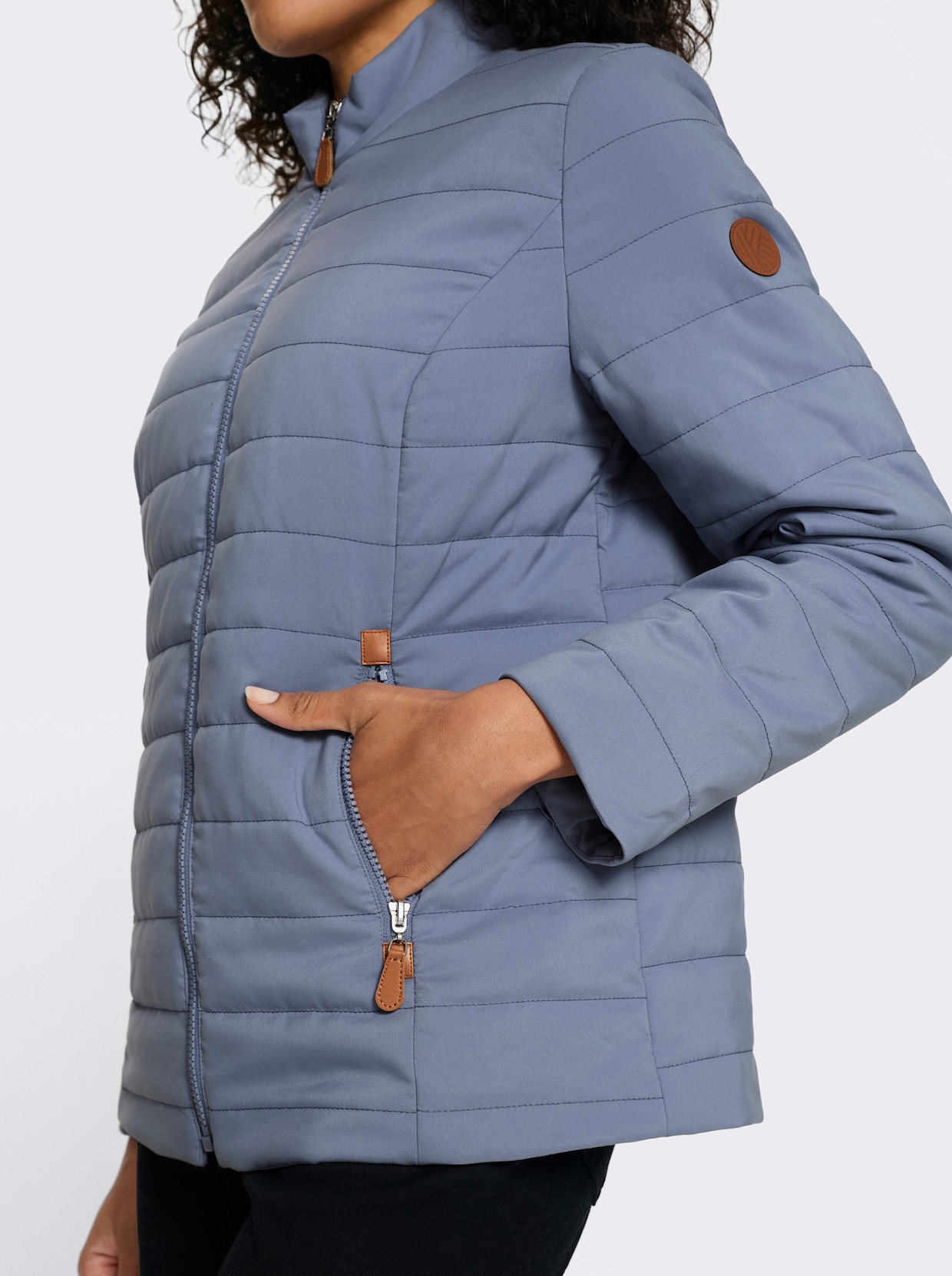 Steppjacke mit Reißverschluss-Taschen - taubenblau