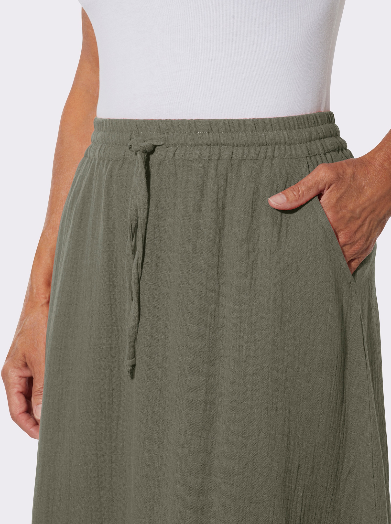 Schlupfrock mit seitlichen Taschen - khaki