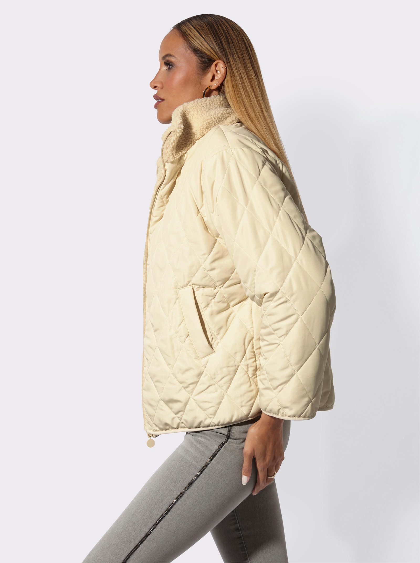 Wendejacke mit Stepp- und Teddyfleece-Seite - champagner