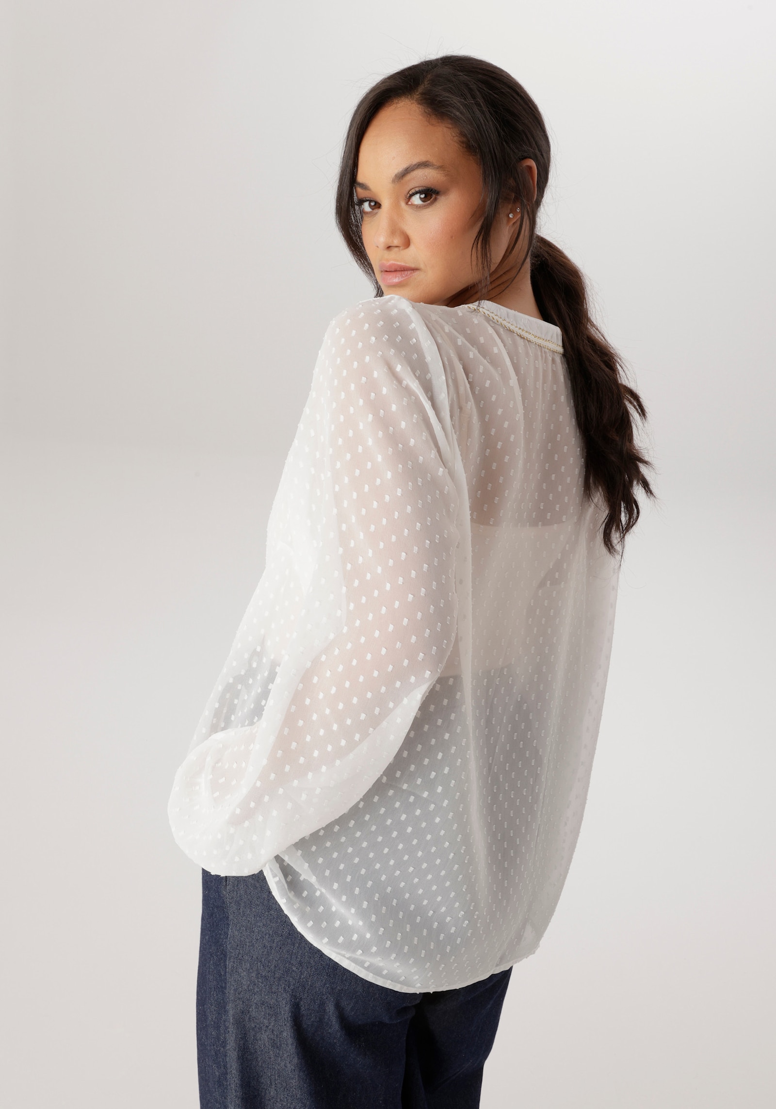 Aniston PLUS Schlupfbluse - weiß