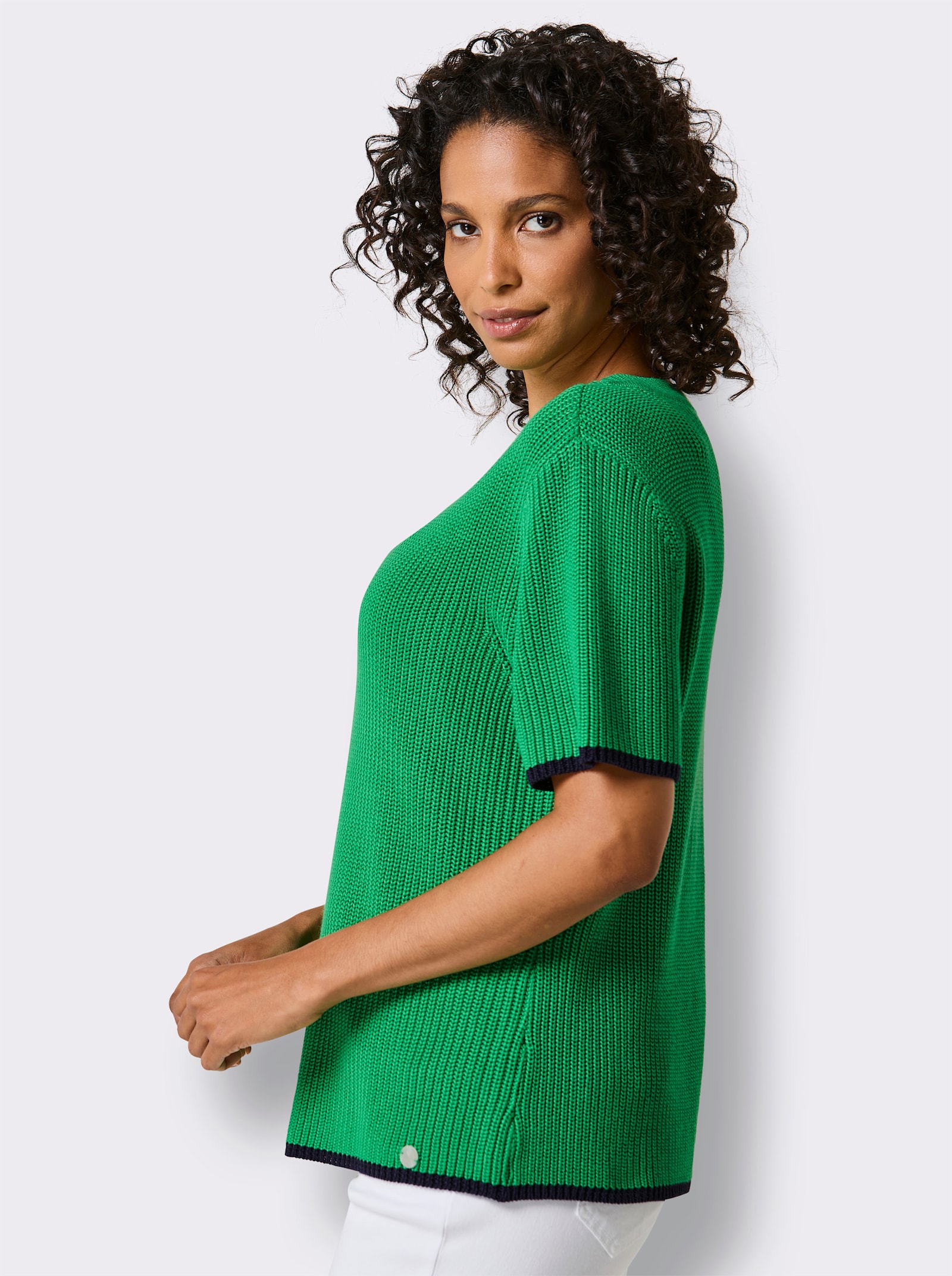 CREATION L PREMIUM Kurzarmpullover - grasgrün