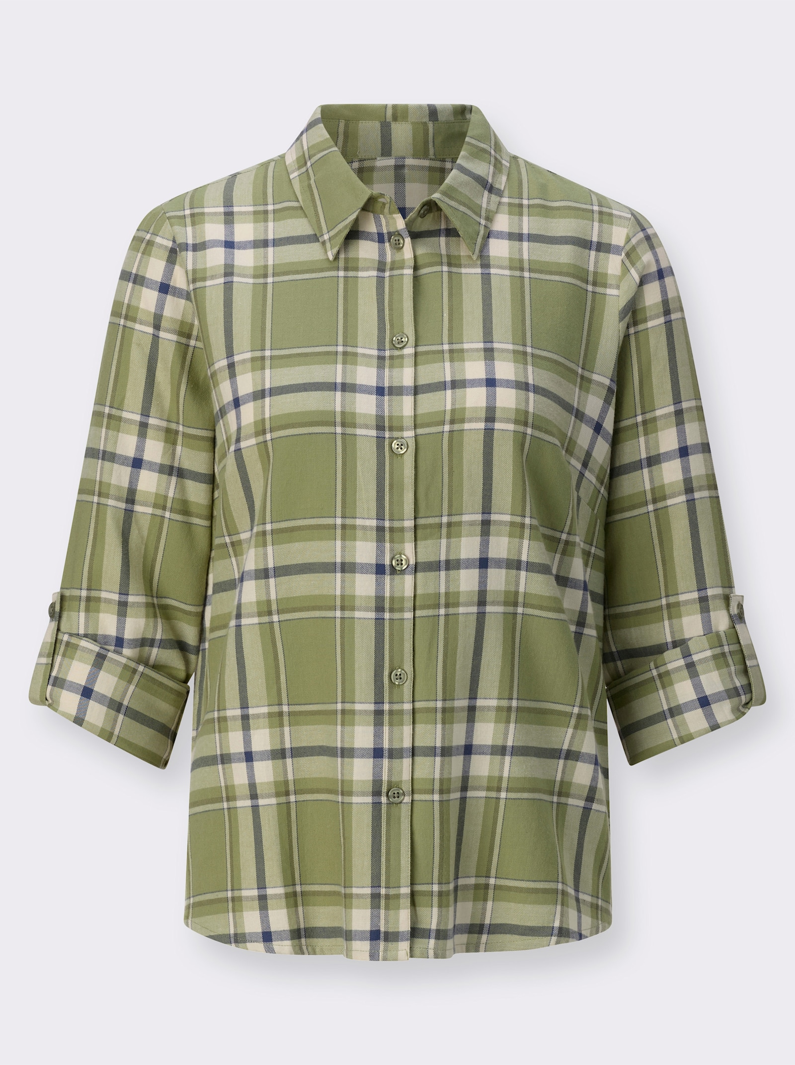 Flanellbluse im Karomuster - schilf-kariert