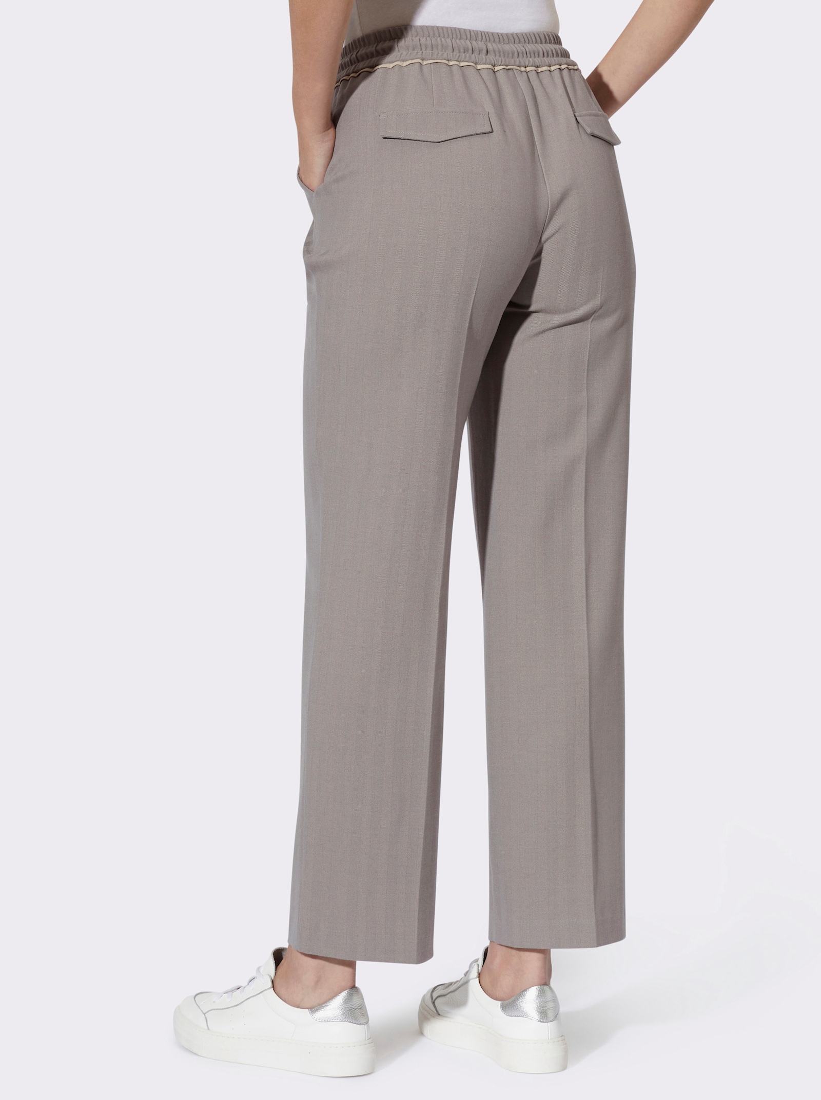heine Schlupfhose mit Fischgrat-Dessin - grau-beige-gemustert