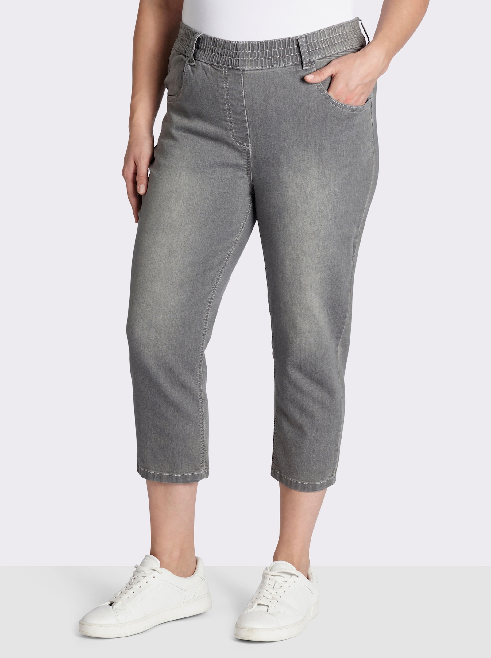 7/8-Jeans mit Reißverschluss-Blende - grey-denim