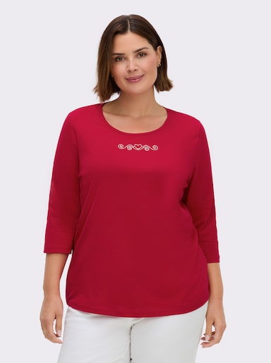 3/4-Arm-Shirt mit Ziersteinchen - rot