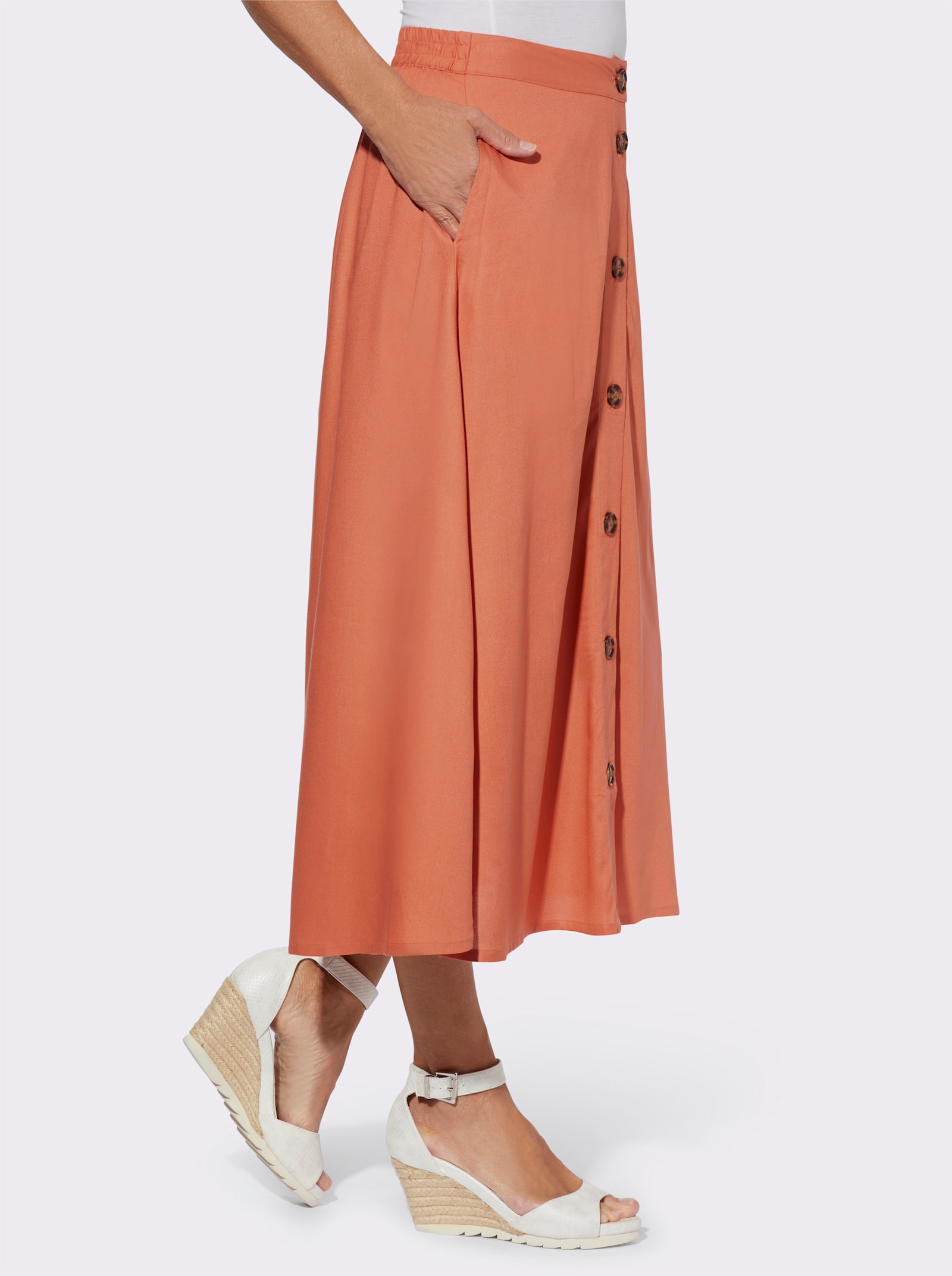 A-lijn-rok van pure viscose - papaya