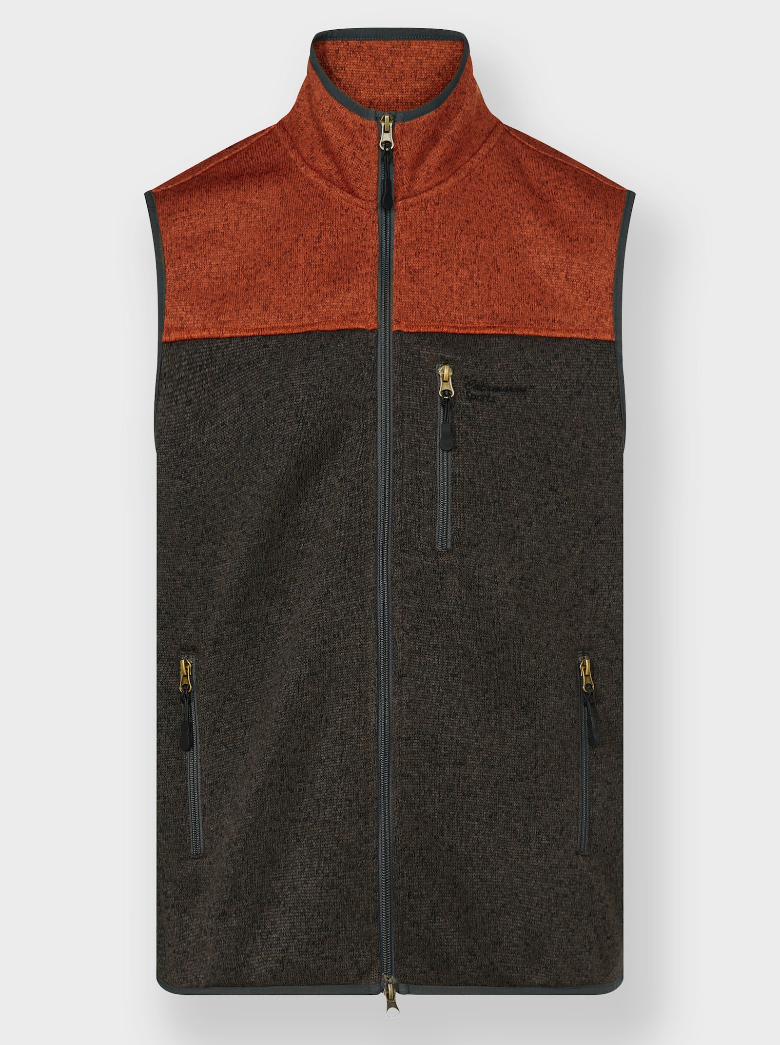 Catamaran Sports Fleeceweste mit 2-Wege-Reißverschluss - anthrazit-rostrot-meliert