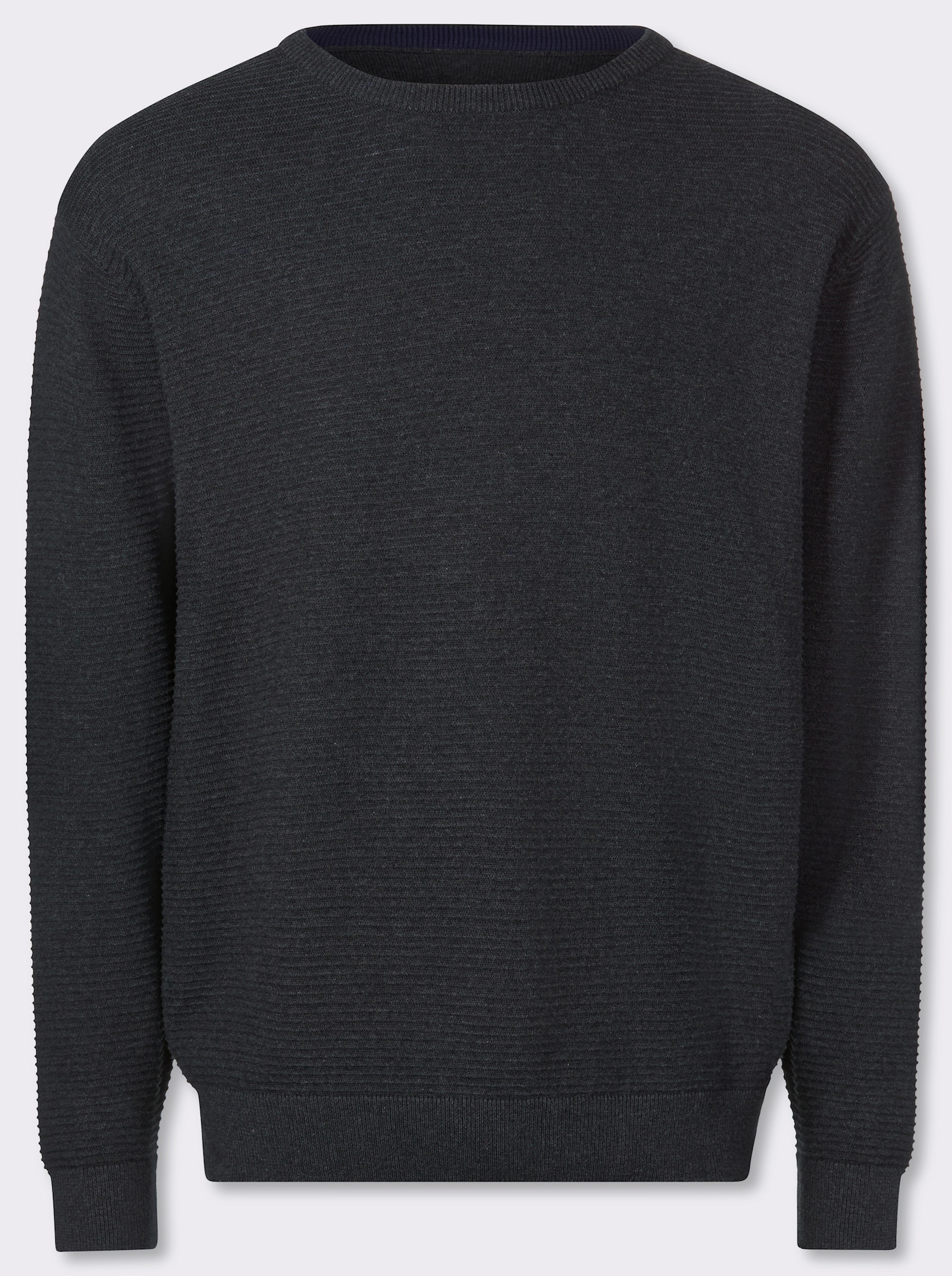 Marco Donati Rundhalspullover mit Linksstrick-Muster - anthrazit-meliert