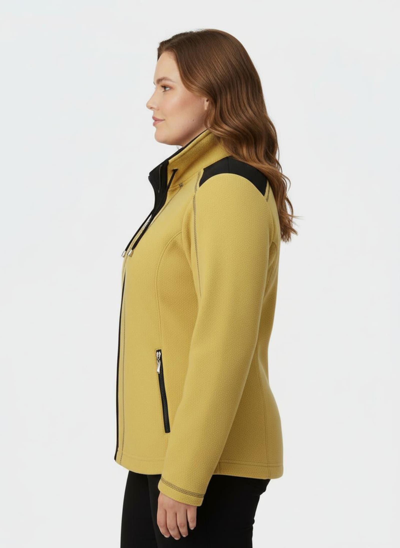 Fleecejacke mit Kontraststreifen - mais-schwarz