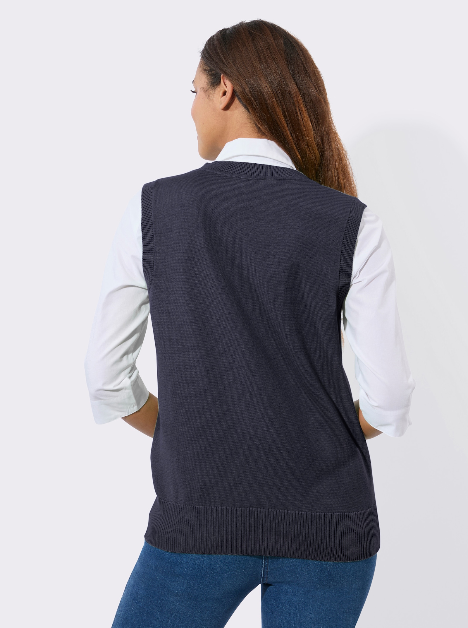 Pullunder mit gerippten Abschlüssen - marine