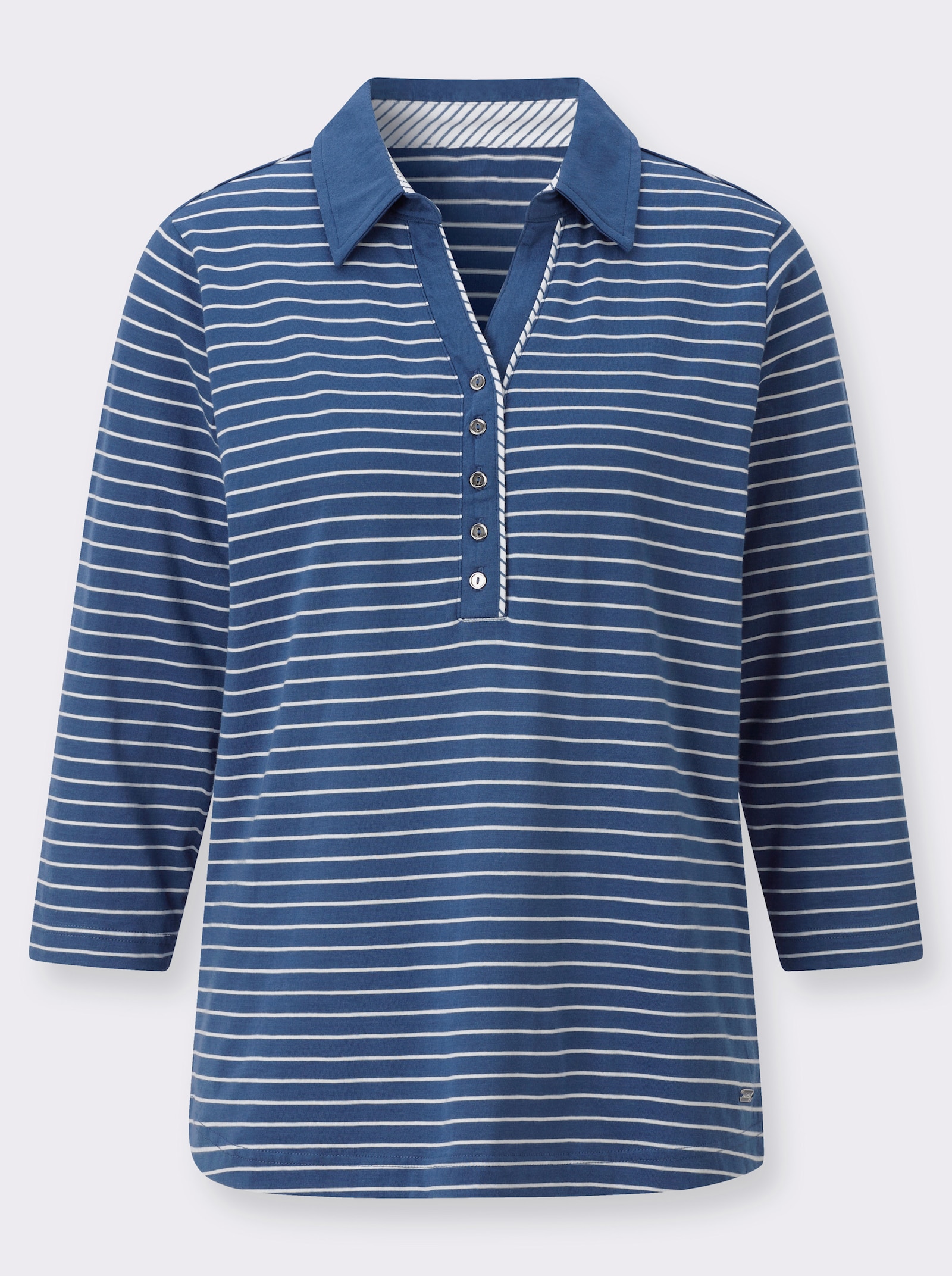 Poloshirt im Ringel-Dessin - jeansblau-ecru-geringelt