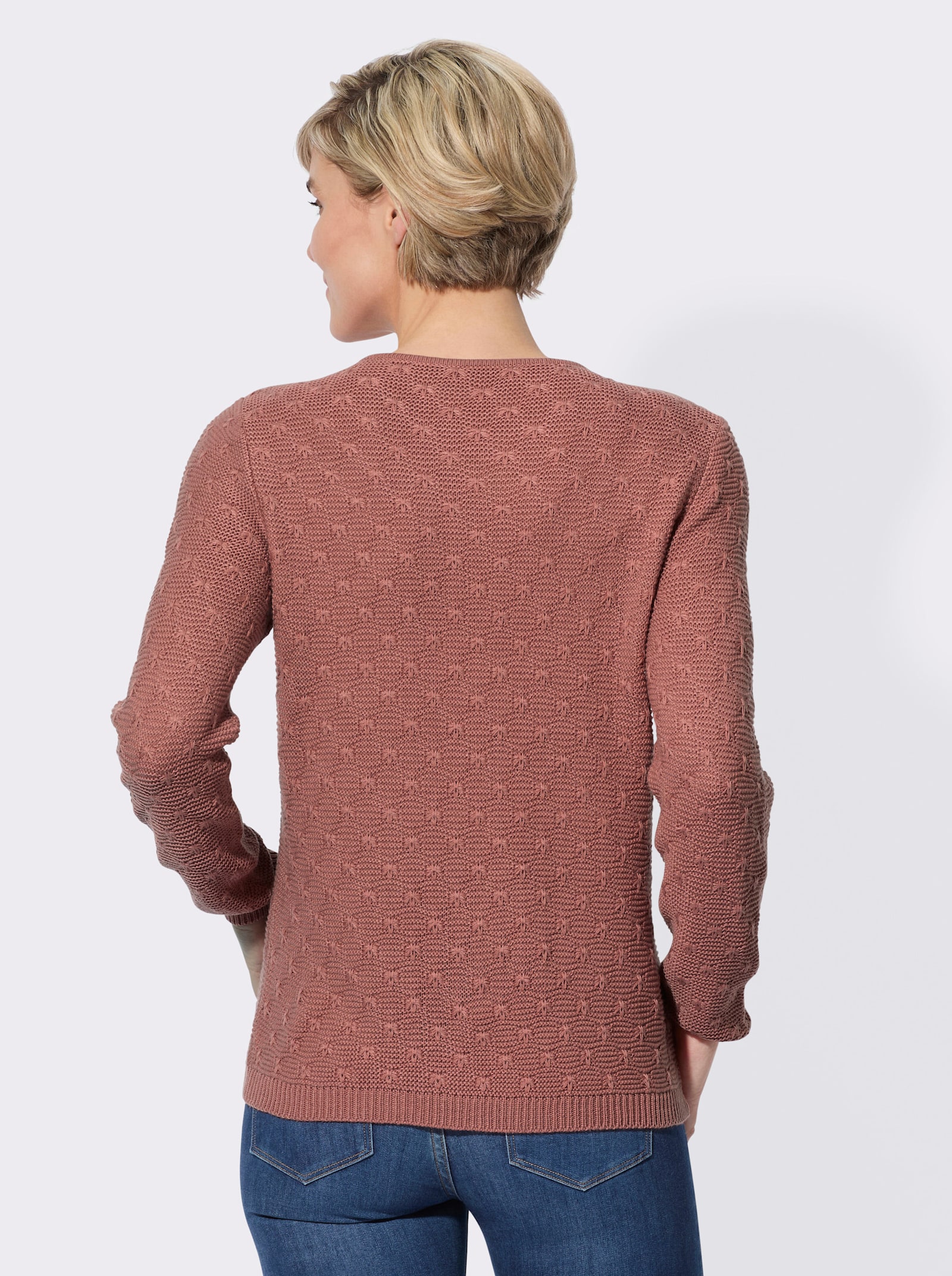 Strickpullover mit Knöpfen an der Schulter - rosenholz