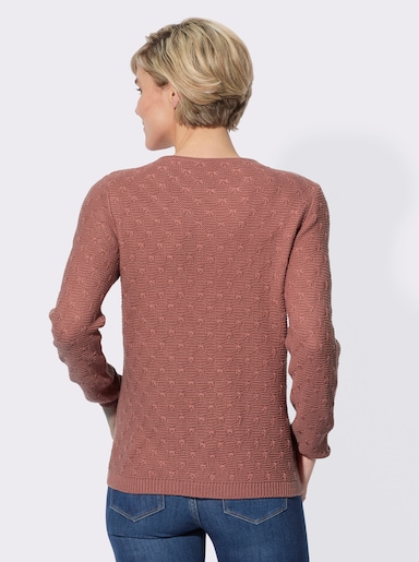 Strickpullover mit Knöpfen an der Schulter - rosenholz