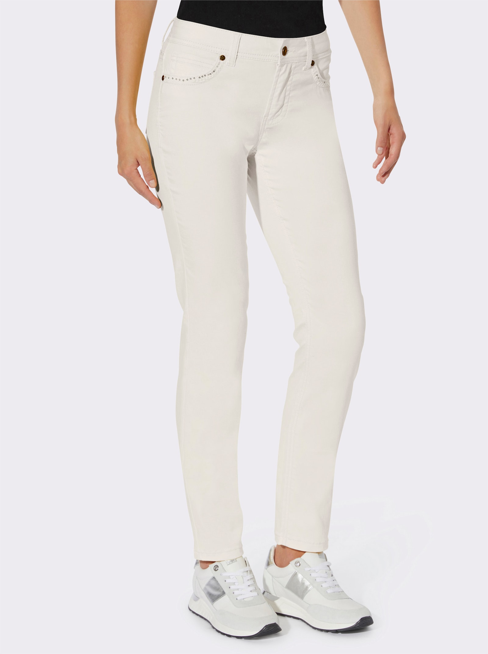 heine Skinny jeans met borduursel - ecru