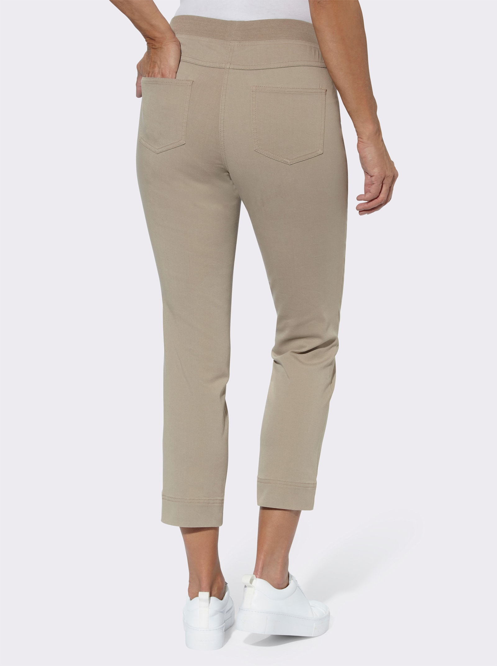 7/8-Jeans mit elastischem Strickbund - sesam