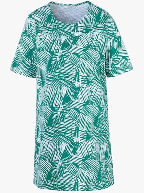Dlouhé tričko - smaragdová-vzor