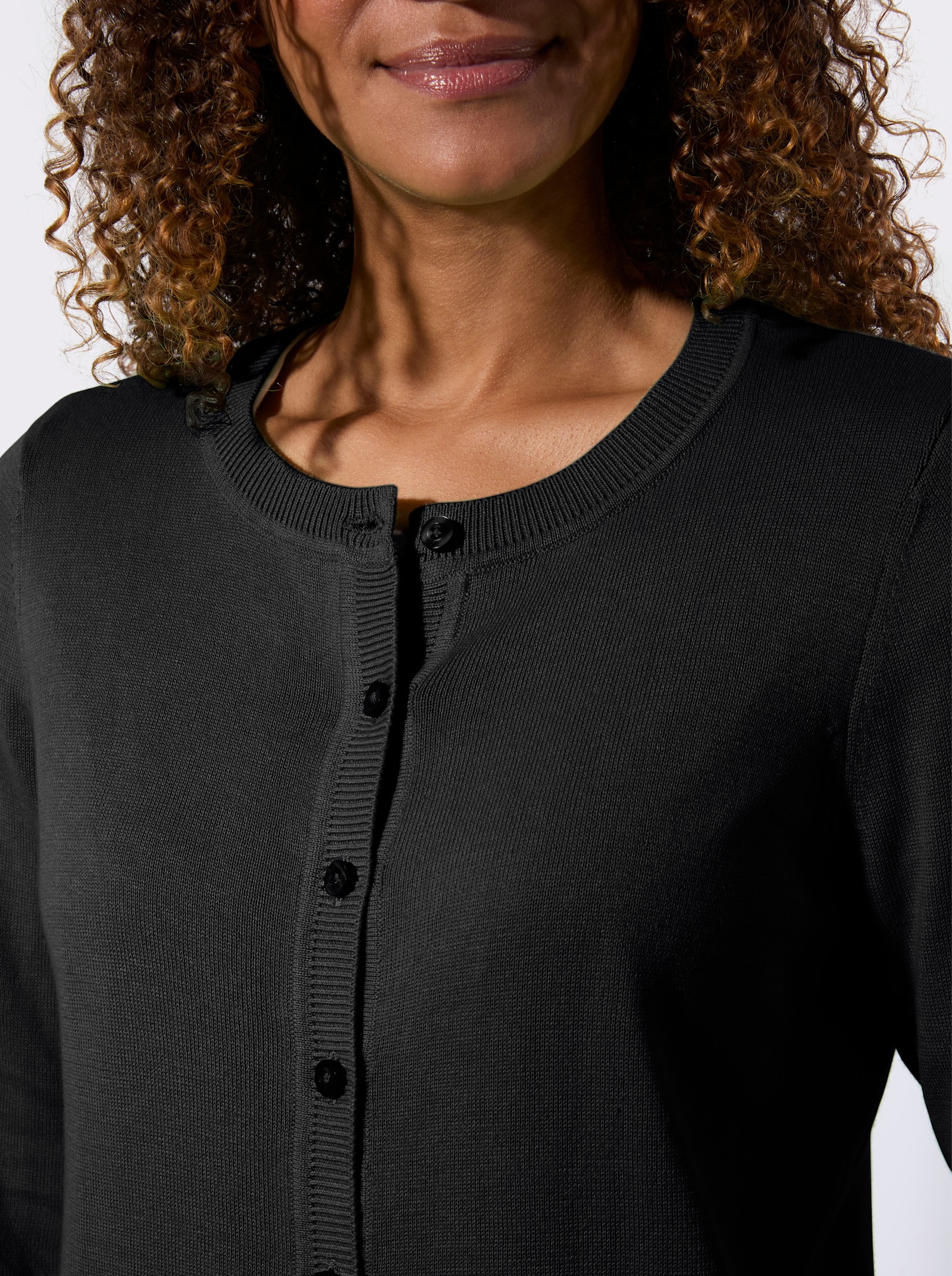 Kardigán s rebrovanými zakončeniami - čierna