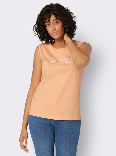 Shirttop mit Seitenschlitzen - apricot