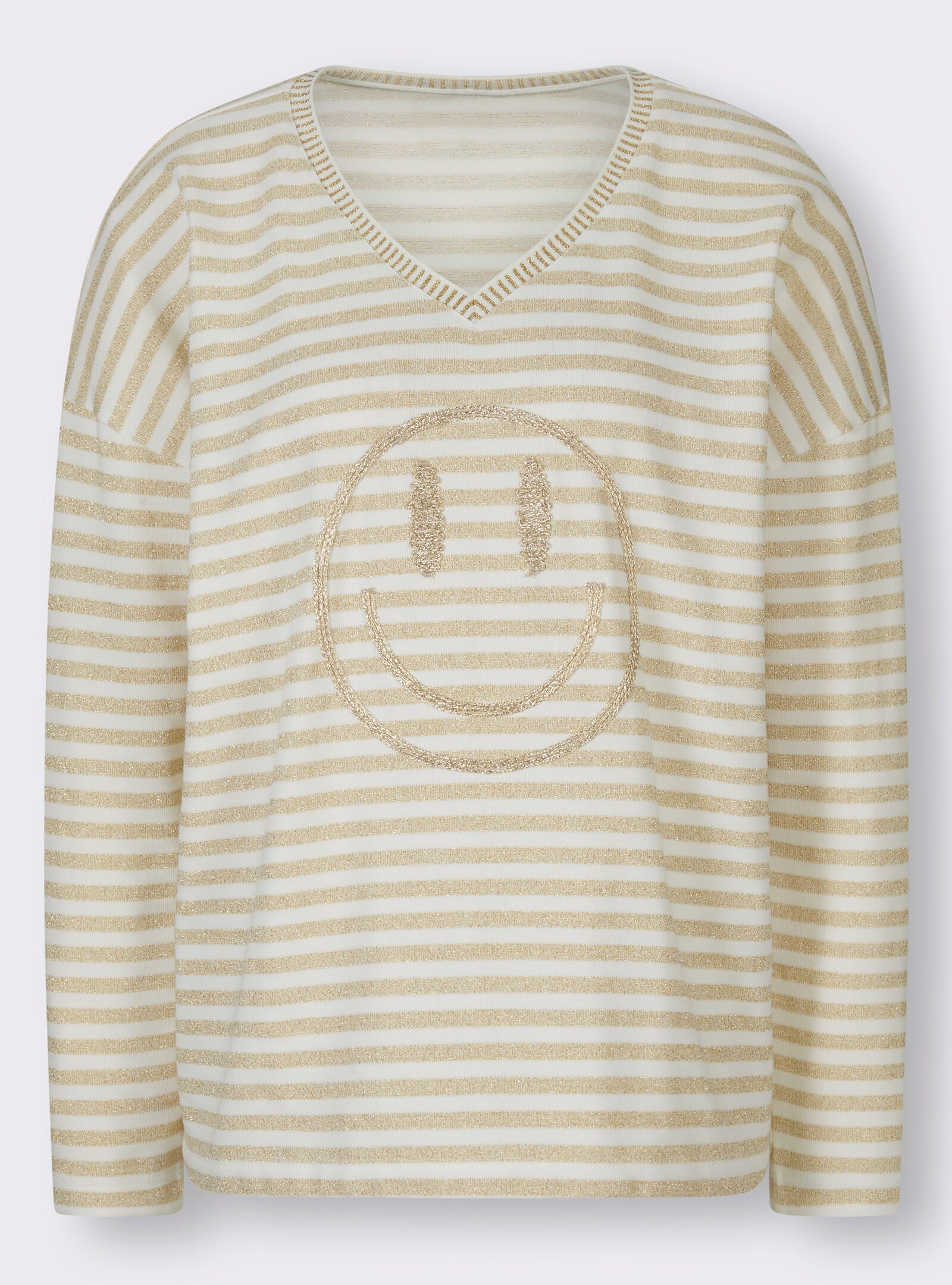 heine Streepjesshirt met glansgaren - ecru/goudkleurig gestreept