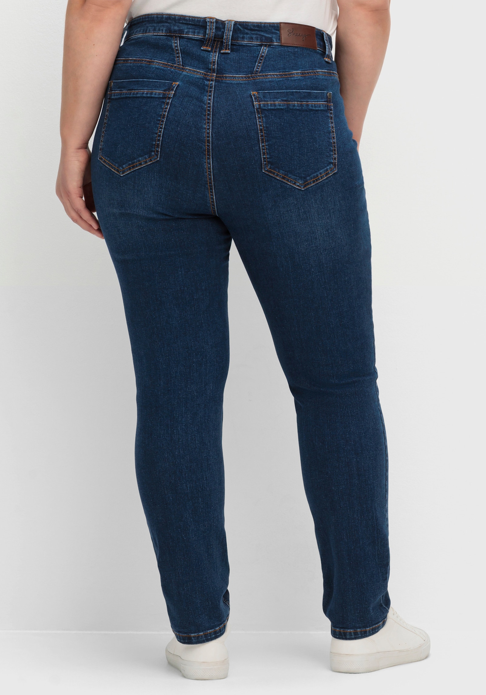 sheego 5-Pocket-Jeans in schmaler Form - dark blue denim