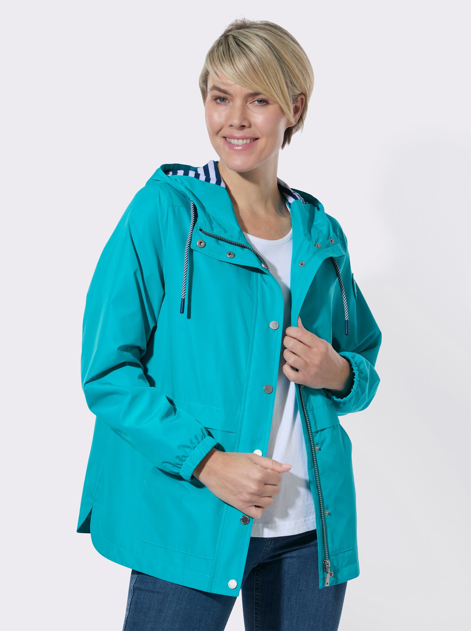 Übergangsjacke mit Kapuze - türkis