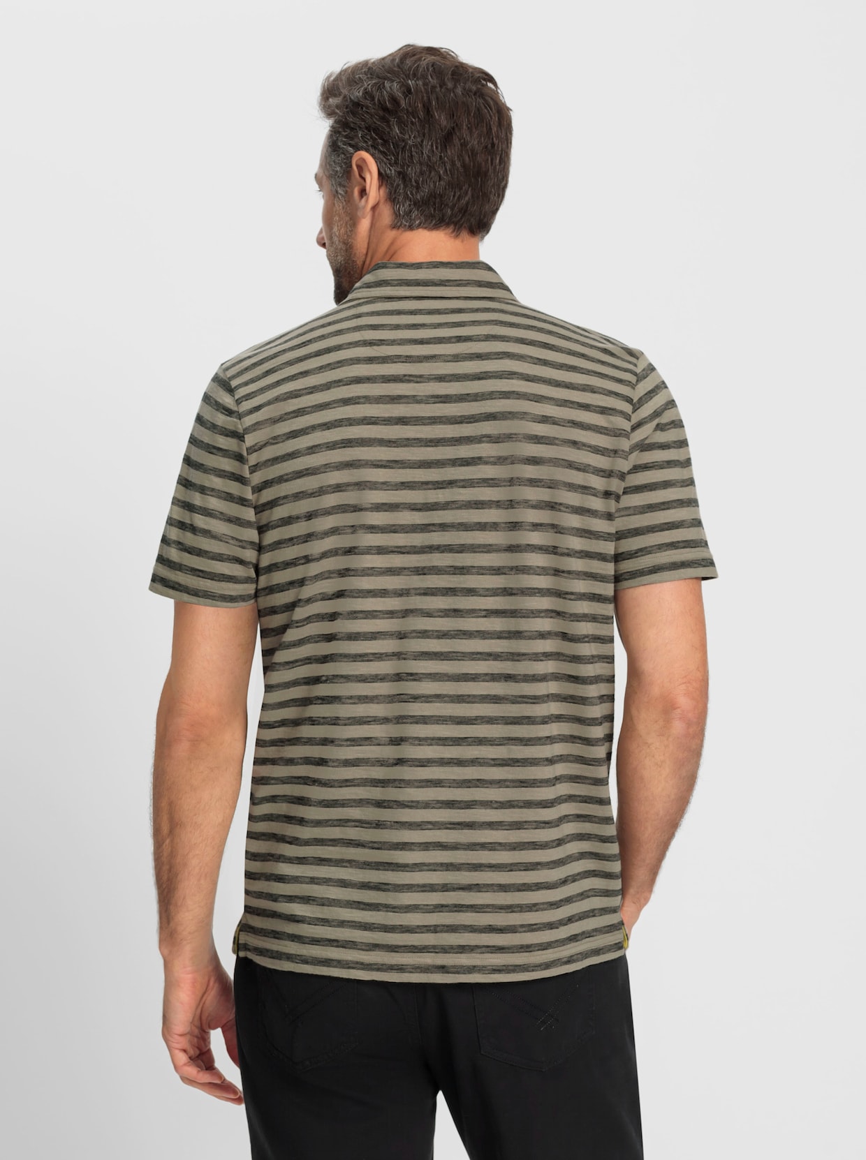 Marco Donati Shirt met korte mouwen - leem/zwart gestreept