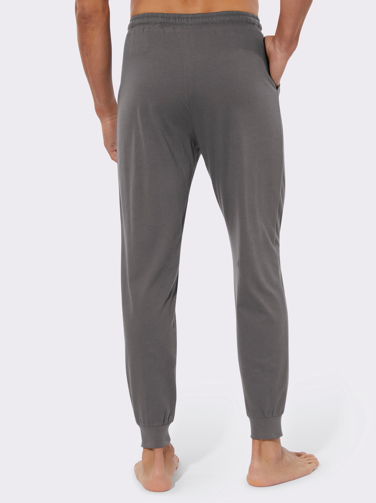 Žerzejové kalhoty s elastickými žebrovanými náplety - antracitová