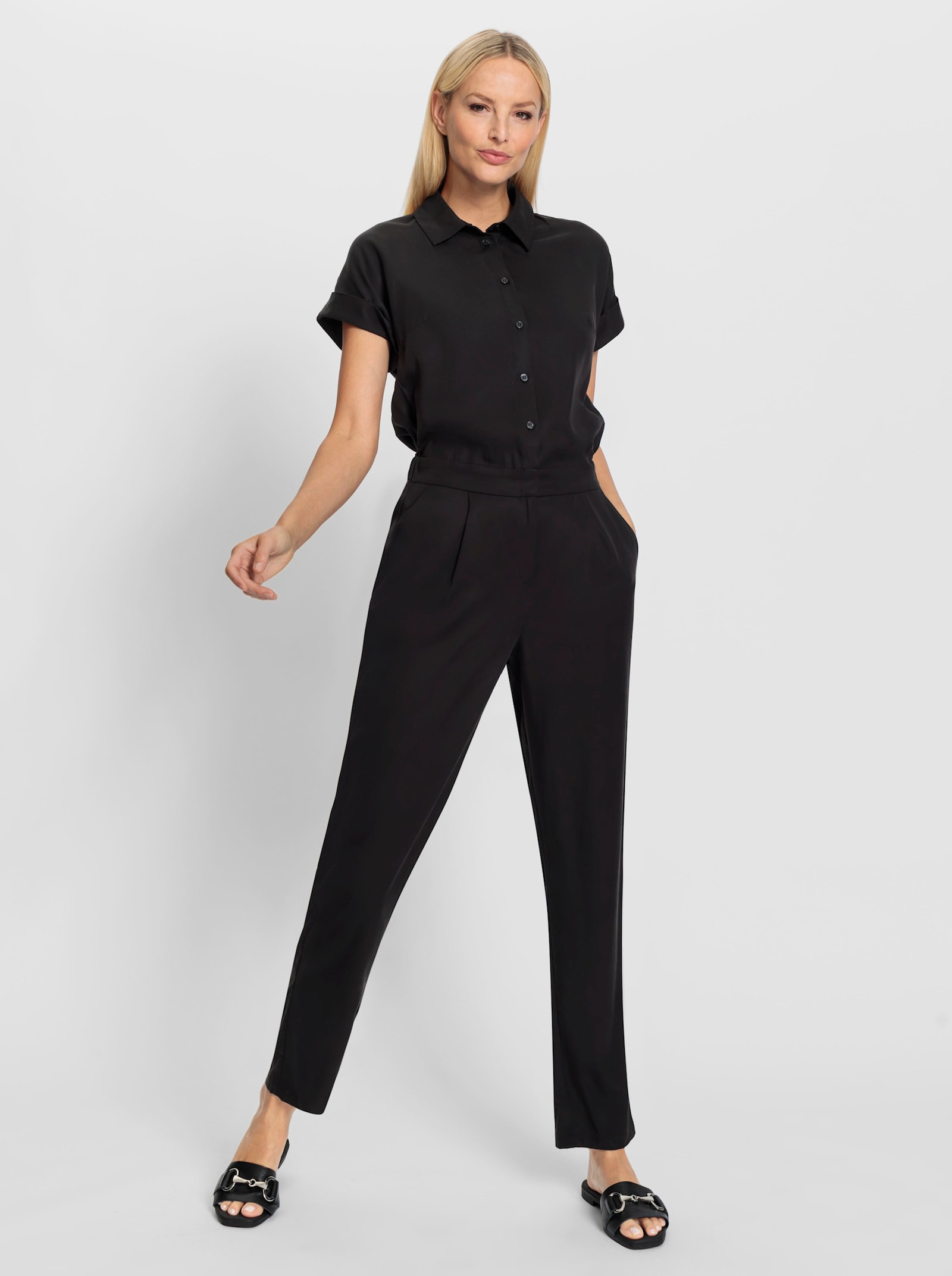 heine Overall mit verdecktem Reissverschluss - schwarz