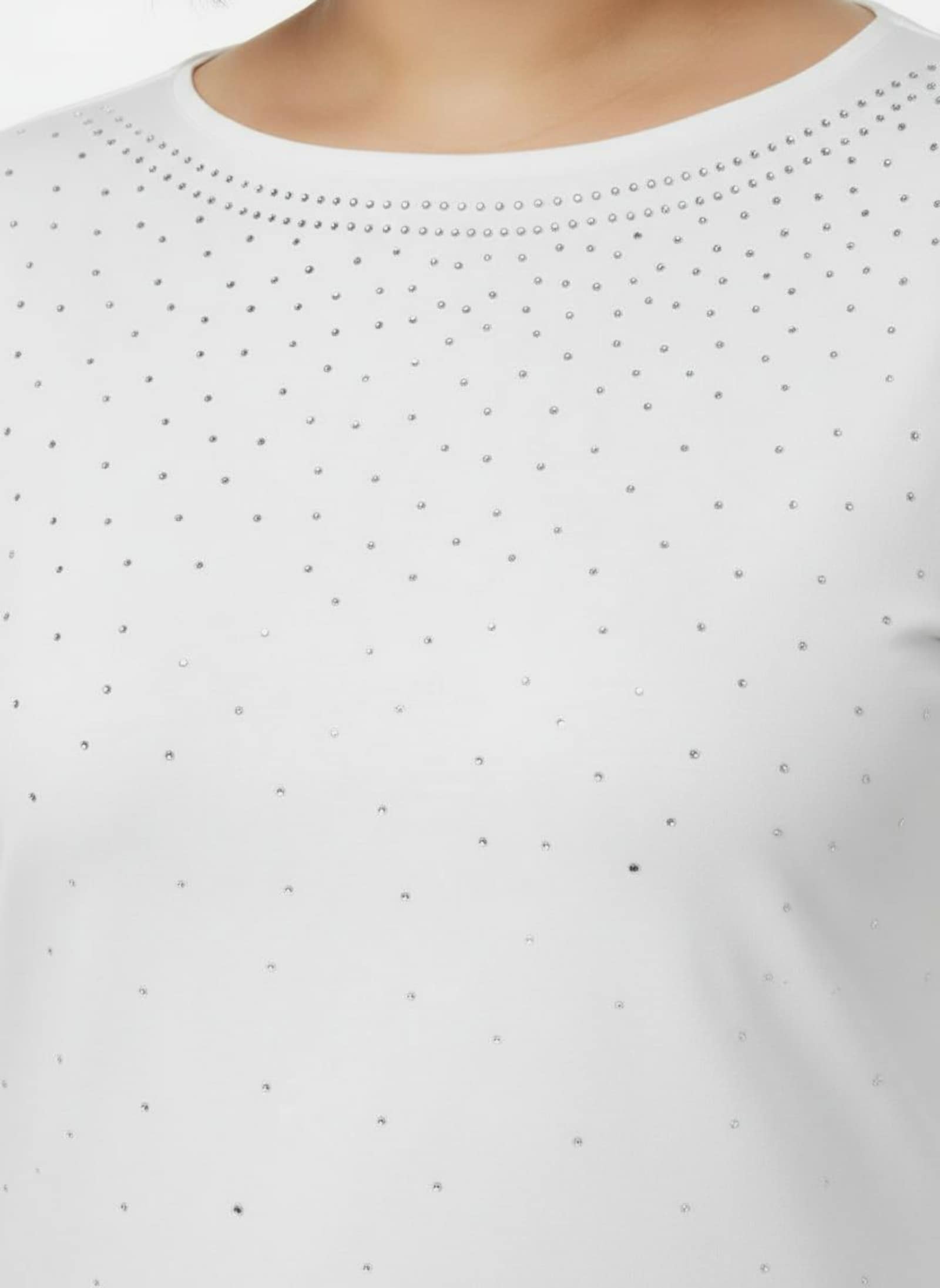 3/4-Arm-Shirt mit Glitzersteinchen - weiß