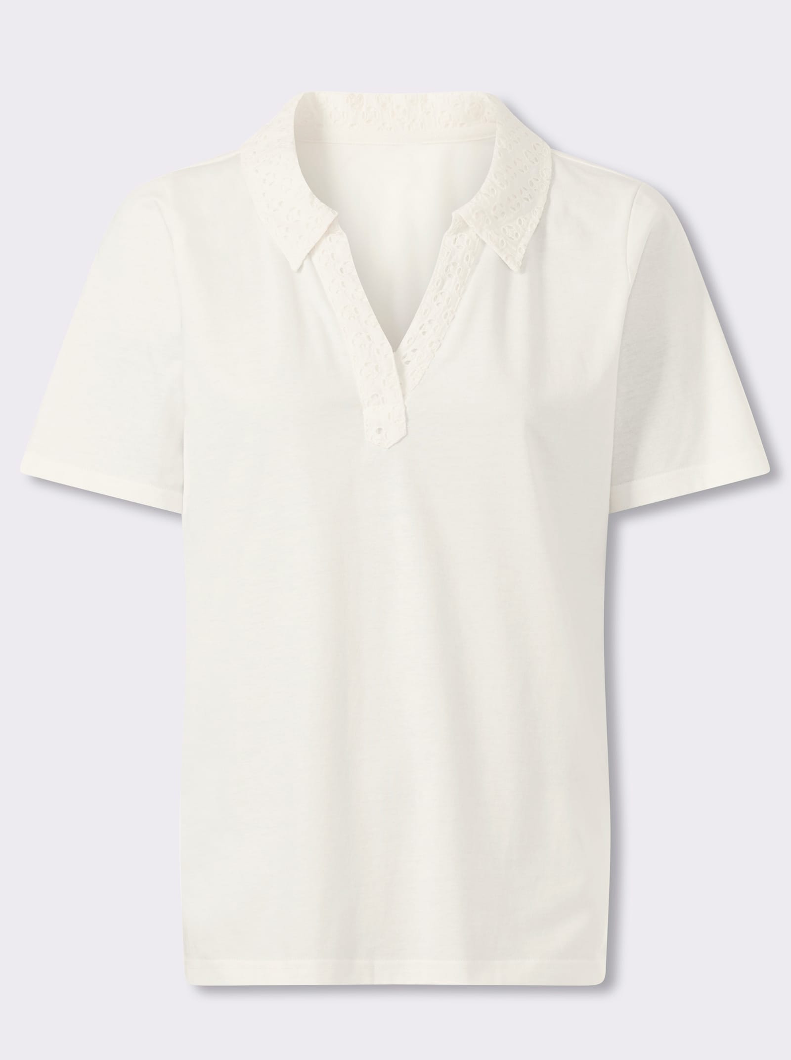 Poloshirt met ajourwerk - ecru