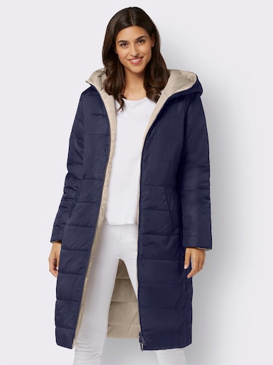 Steppmantel zum Wenden, wattiert - marine-beige