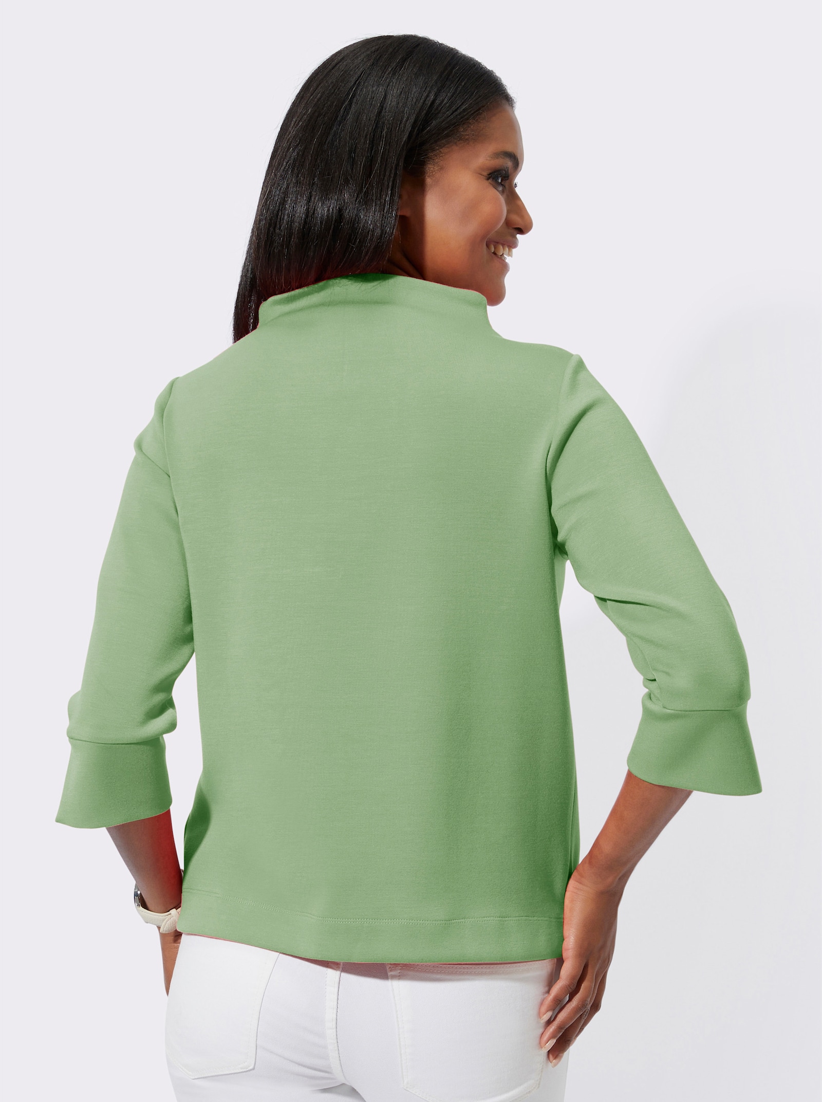 T-shirt à col montant avec manches 3/4 - réséda