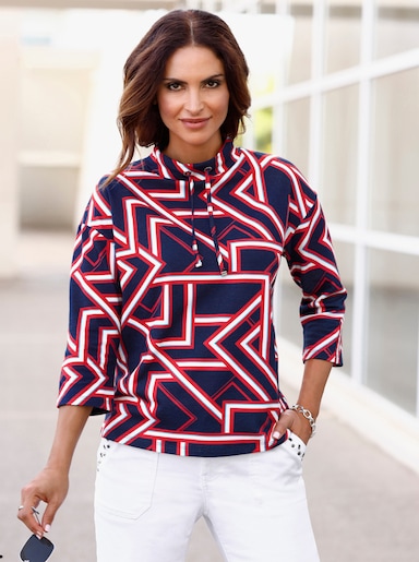 sweatshirt - marine/rood geprint