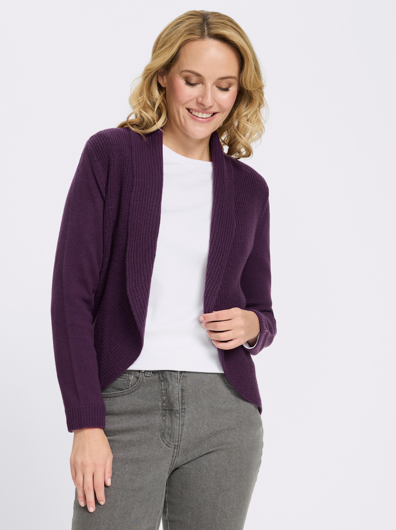 Strickjacke mit Schalkragen - traube