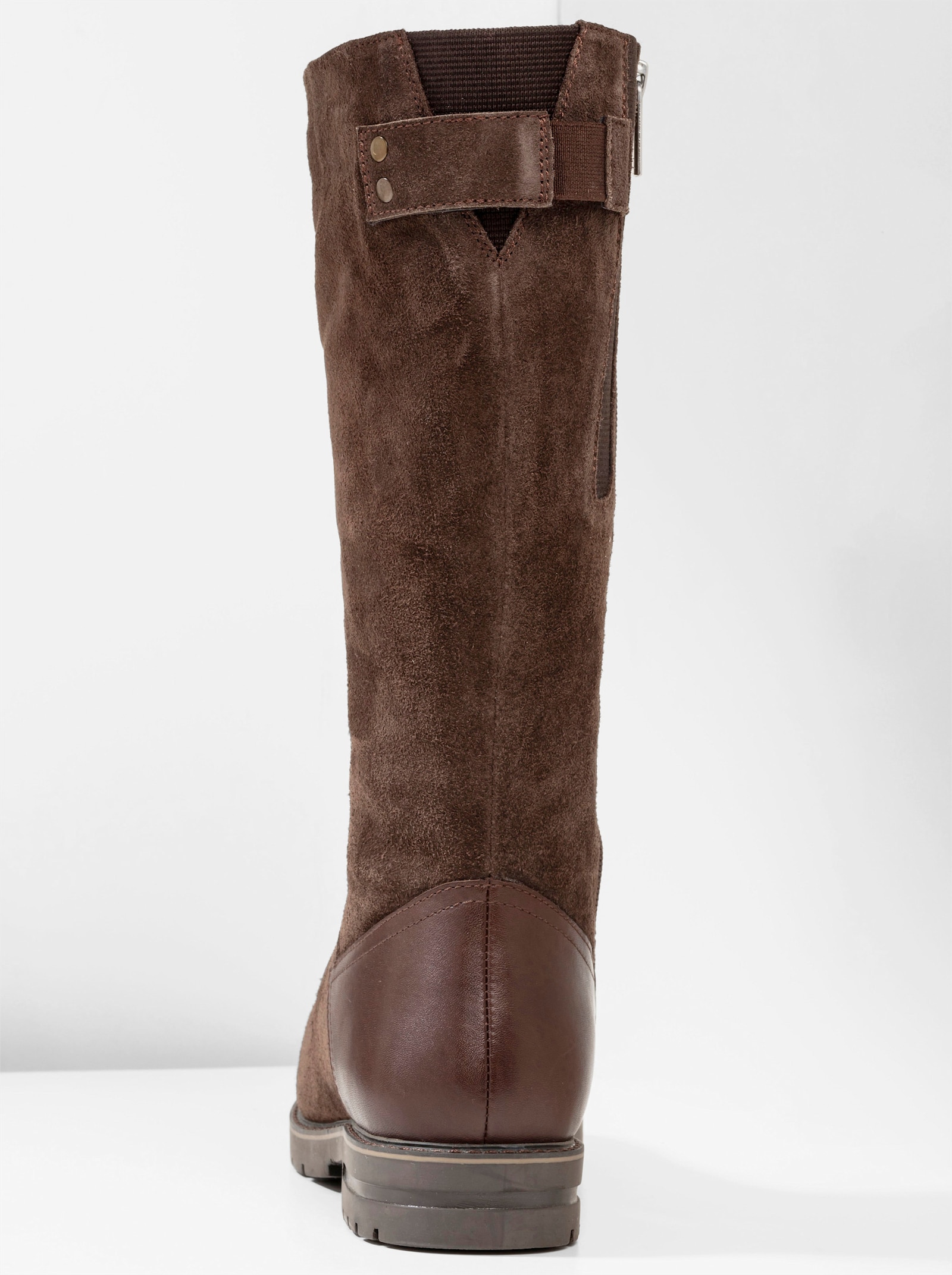 sheego Weitschaftstiefel aus Leder mit Fellimitat - braun