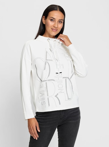 heine Stehkragenshirt mit Glitzer-Schriftzug - ecru