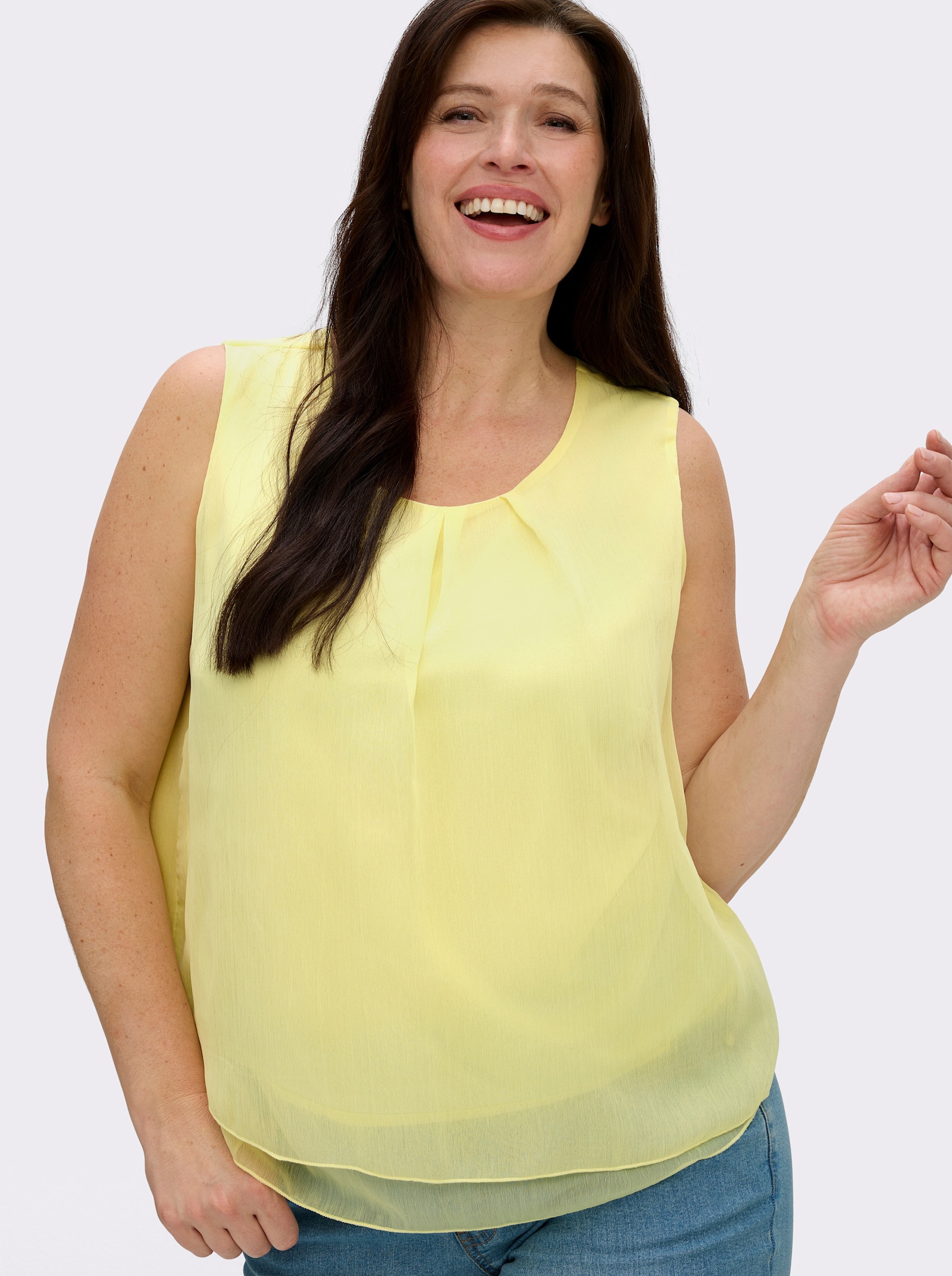 Blusentop in Crêpe-Qualität - limone