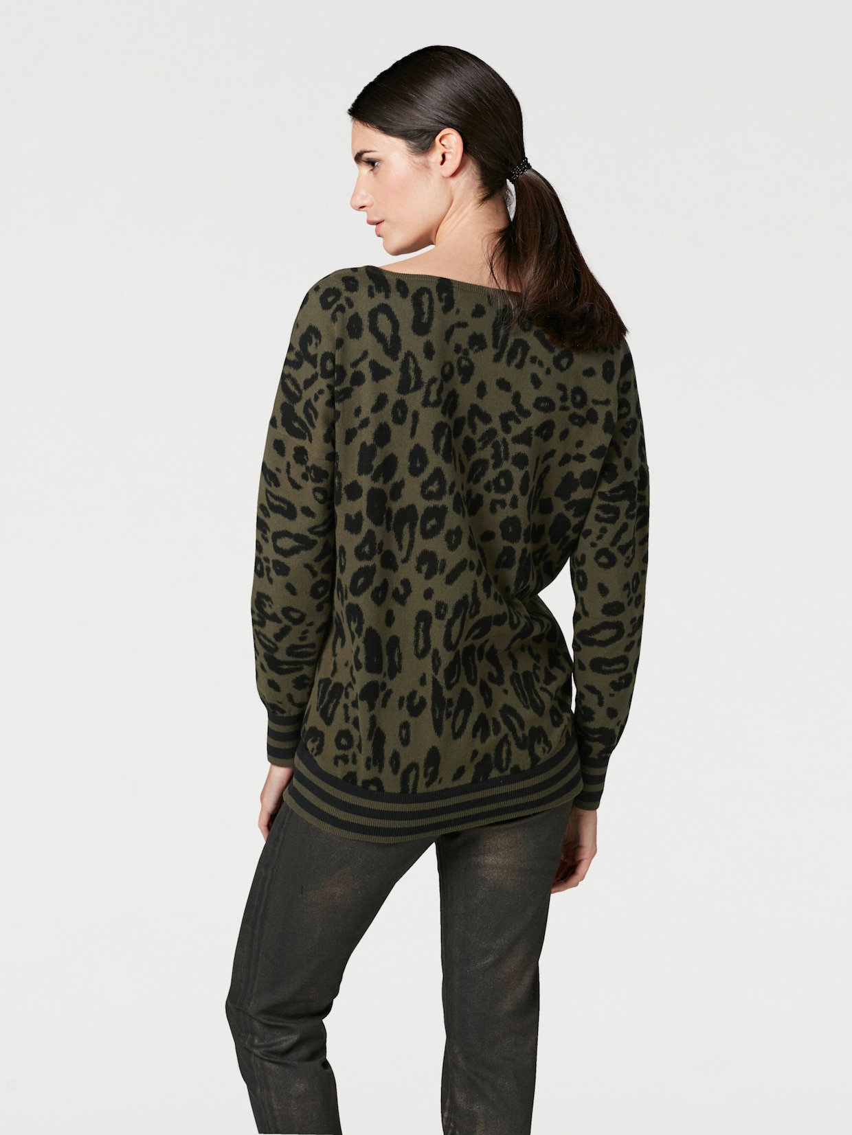 heine Pullover met print - olijf