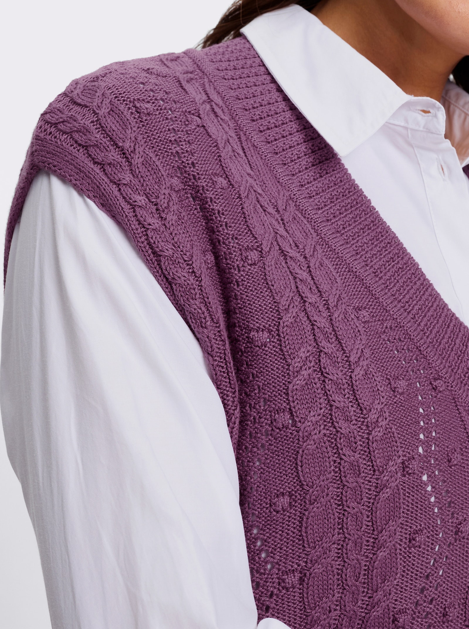 Pullunder mit Strickmuster-Mix - violett