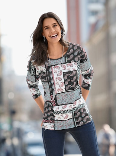 Shirt met lange mouwen - winterturquoise geprint