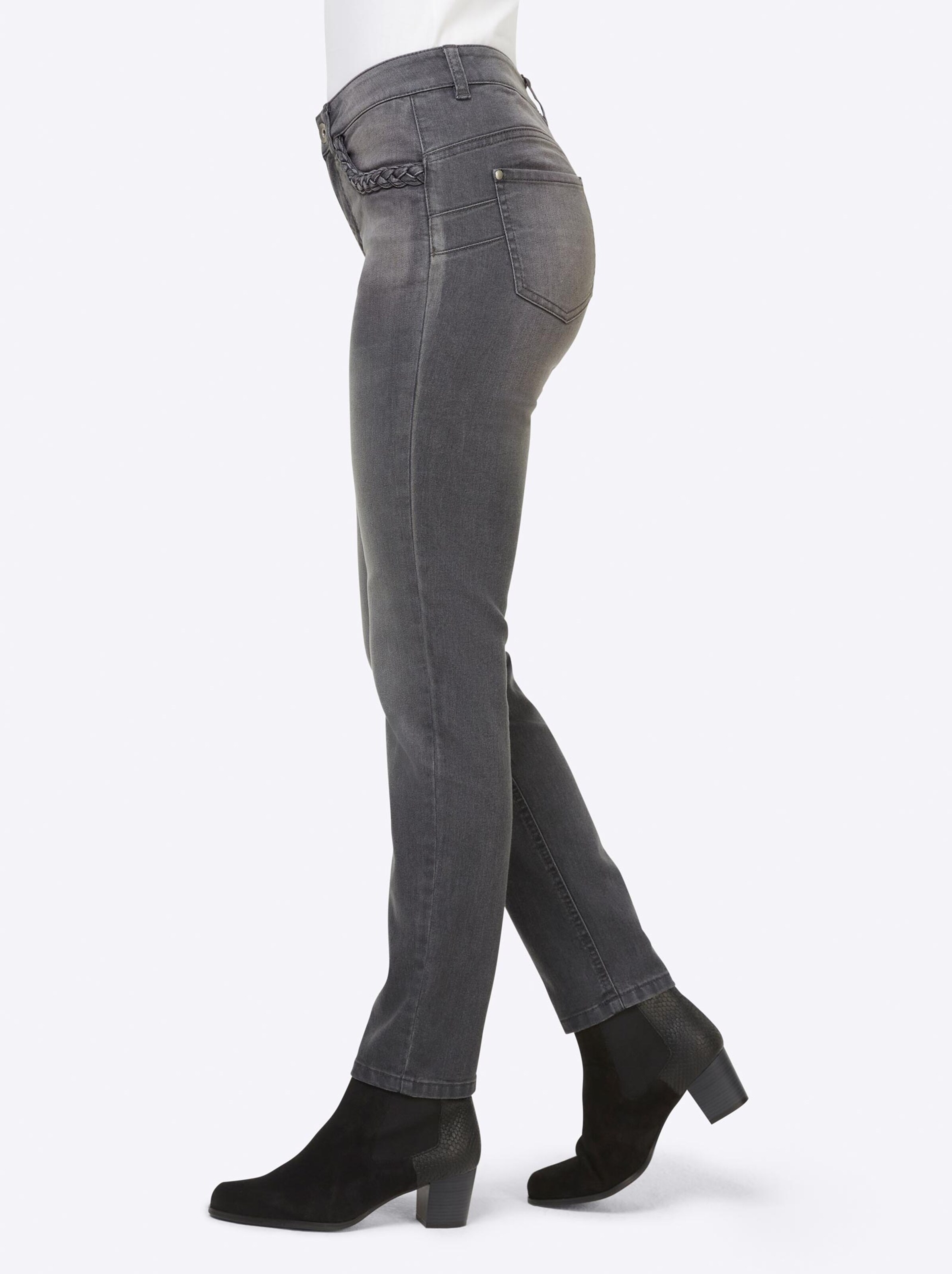 Damenmode Jeans Linea Tesini Push-up-Jeans in stone-grey-denim 