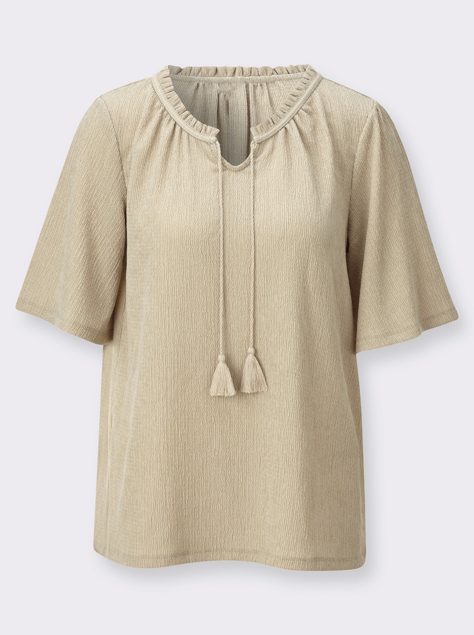 Shirt in Jacquard-Struktur - sand