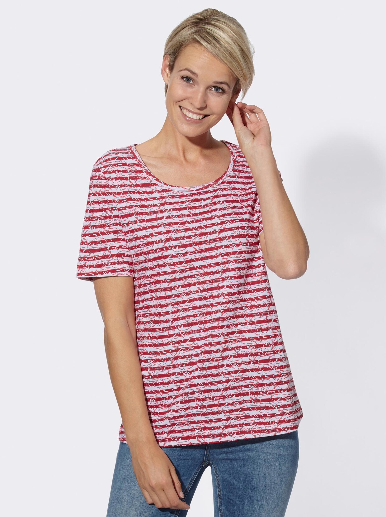 Shirt met korte mouwen - rood/wit gestreept