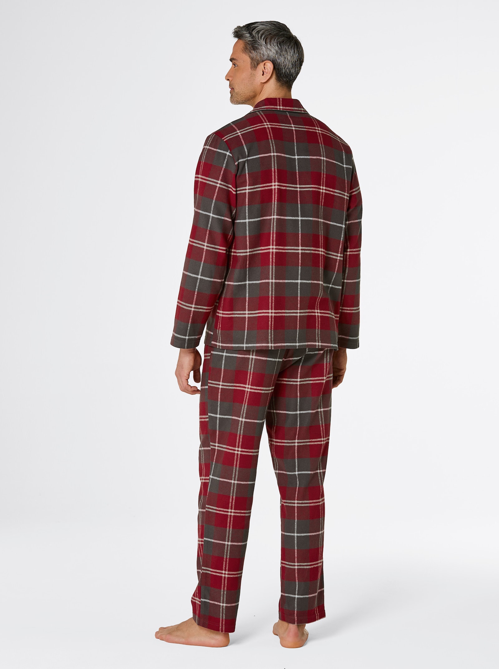 wäschepur men Pyjama - dunkelrot-graphit-kariert