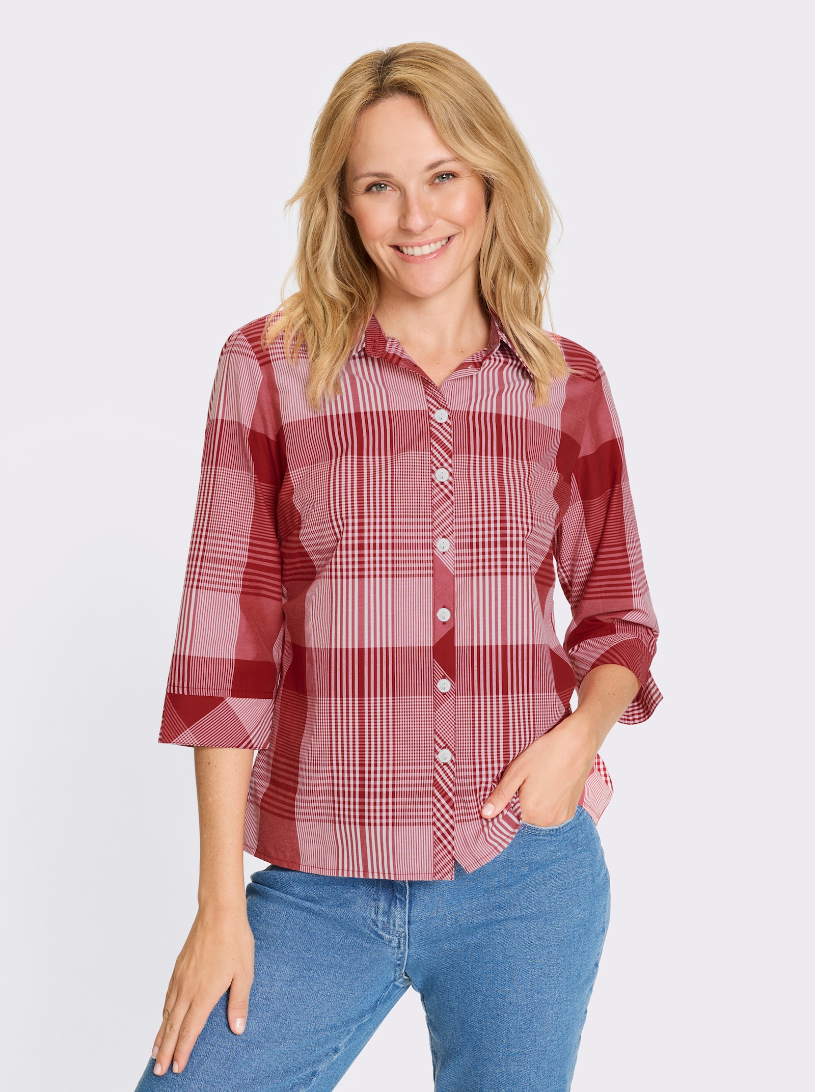 Károvaná blúzka - Červeno-biele káro