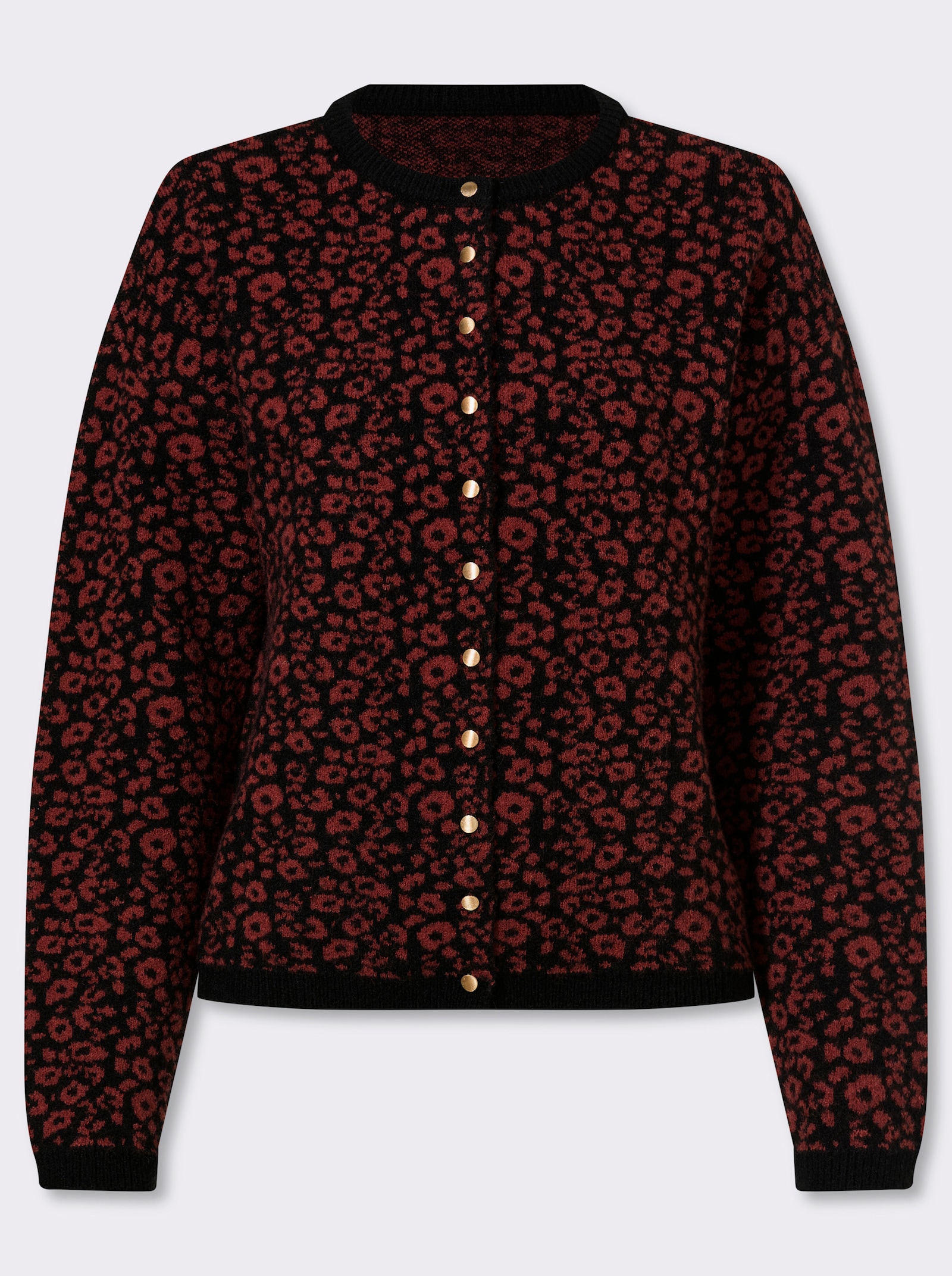 heine Vest van jacquard met luipaardpatroon - zwart/roodbruin gedessineerd