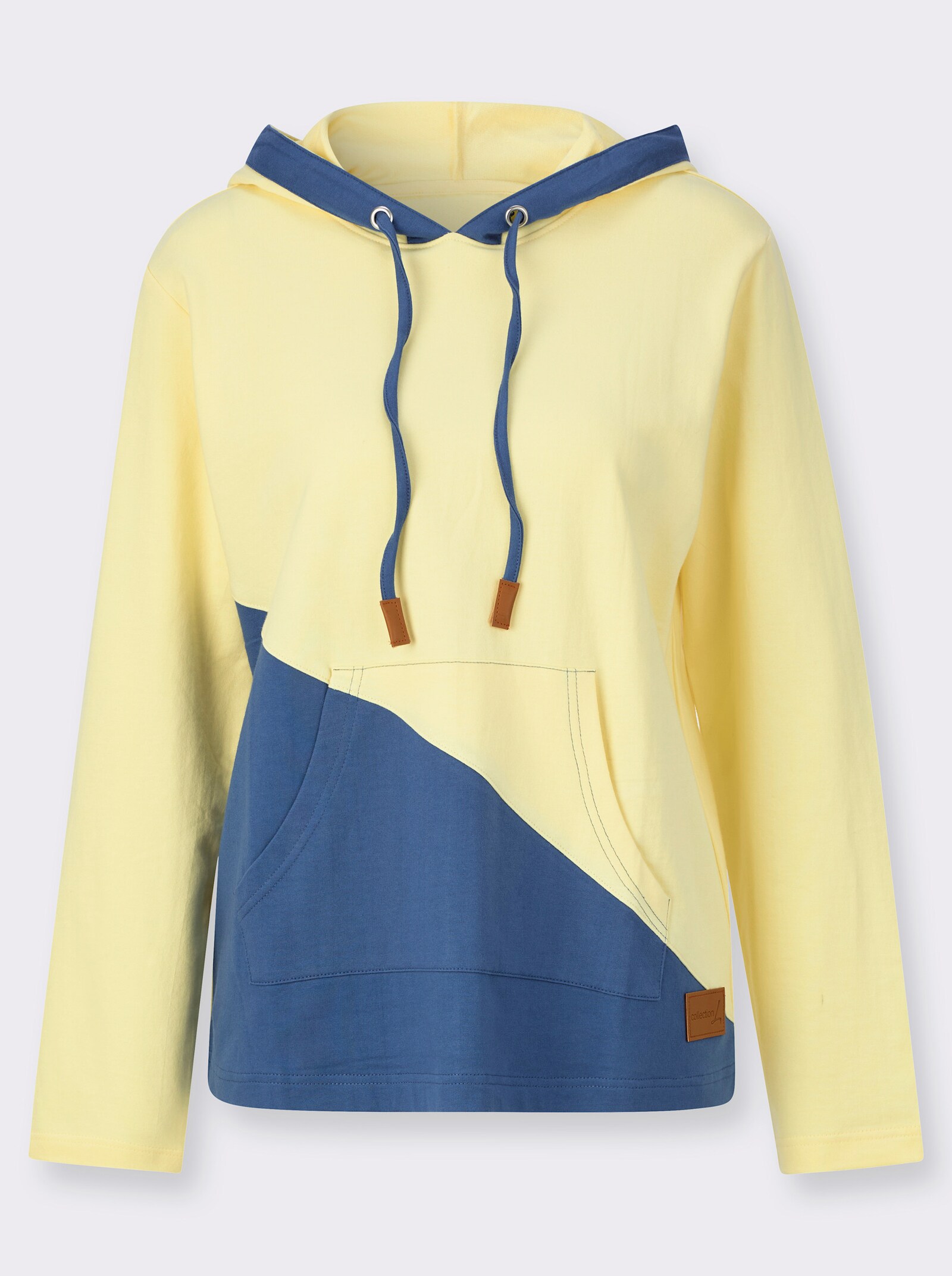 Sweatshirt mit Kapuze - zitrone-jeansblau