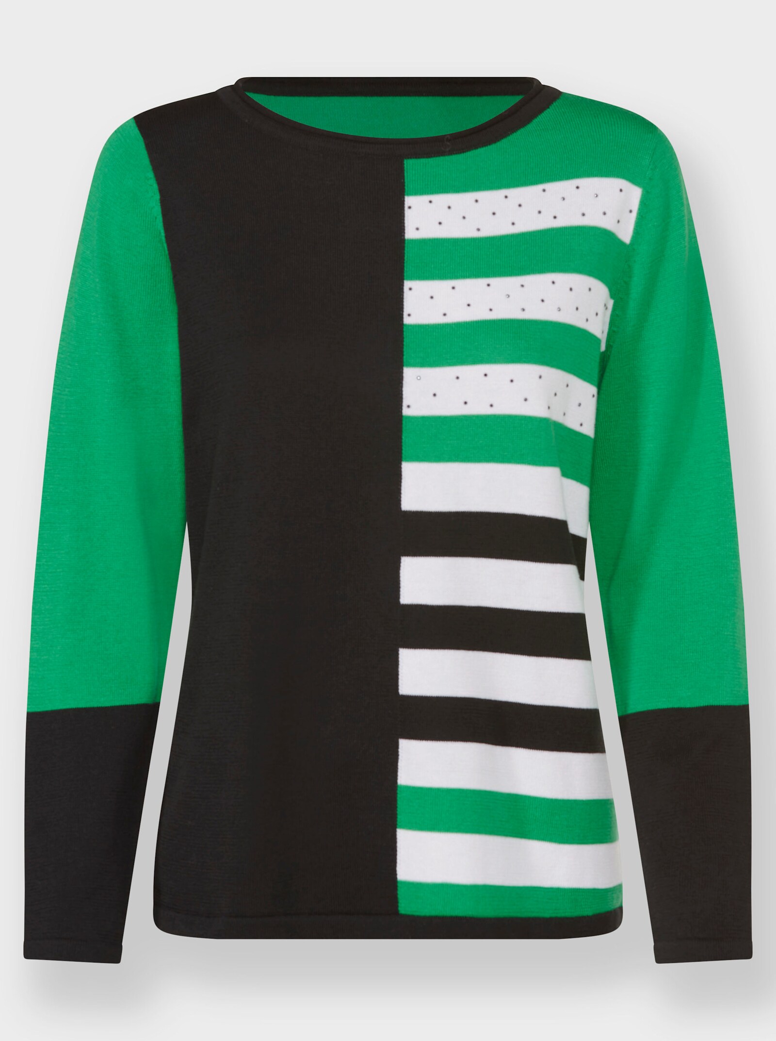 Pullover mit Einstrickmuster - grasgrün-schwarz-gemustert