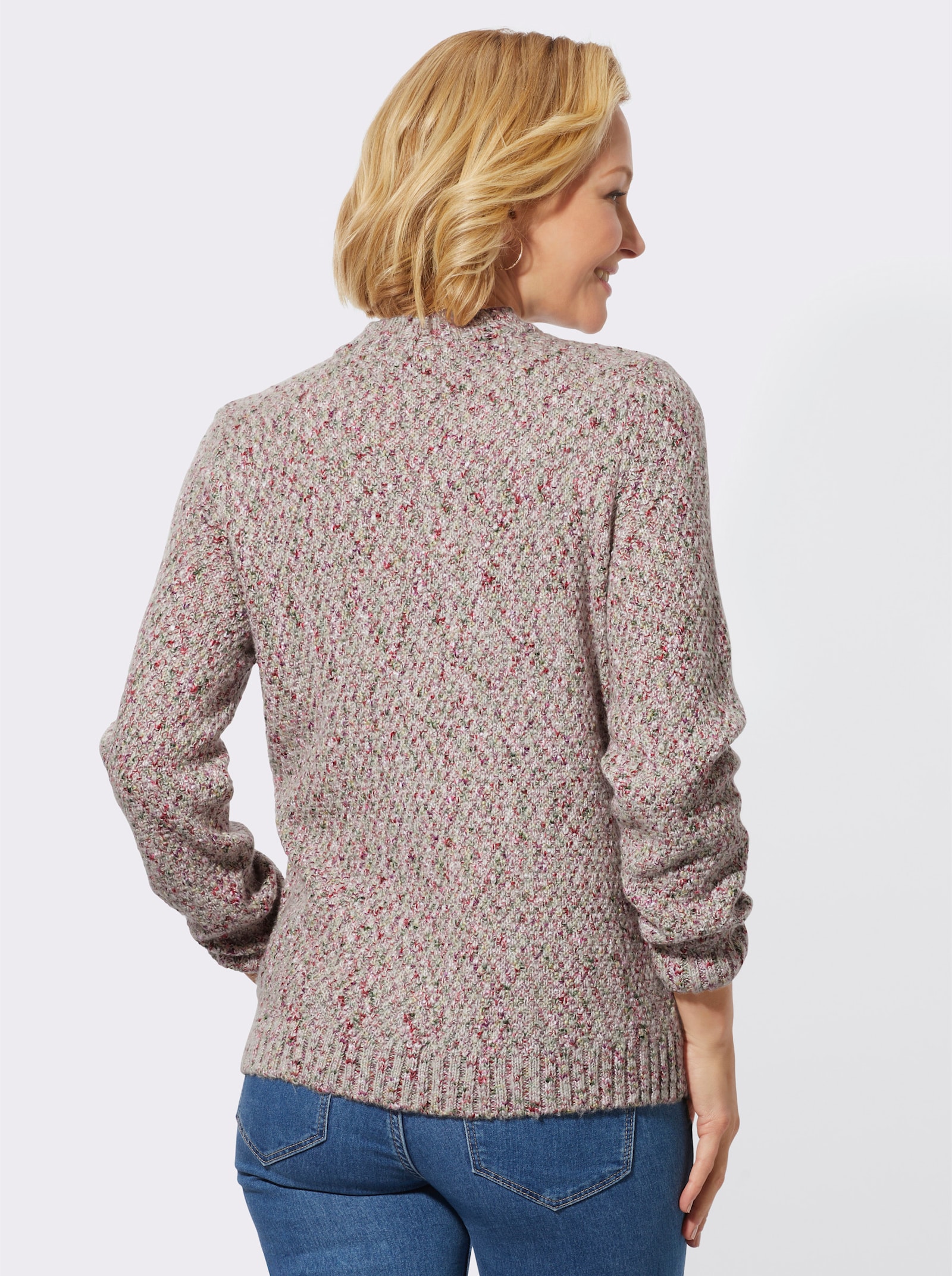 Stehkragenpullover mit weichem Tragegefühl - hellgrau-meliert