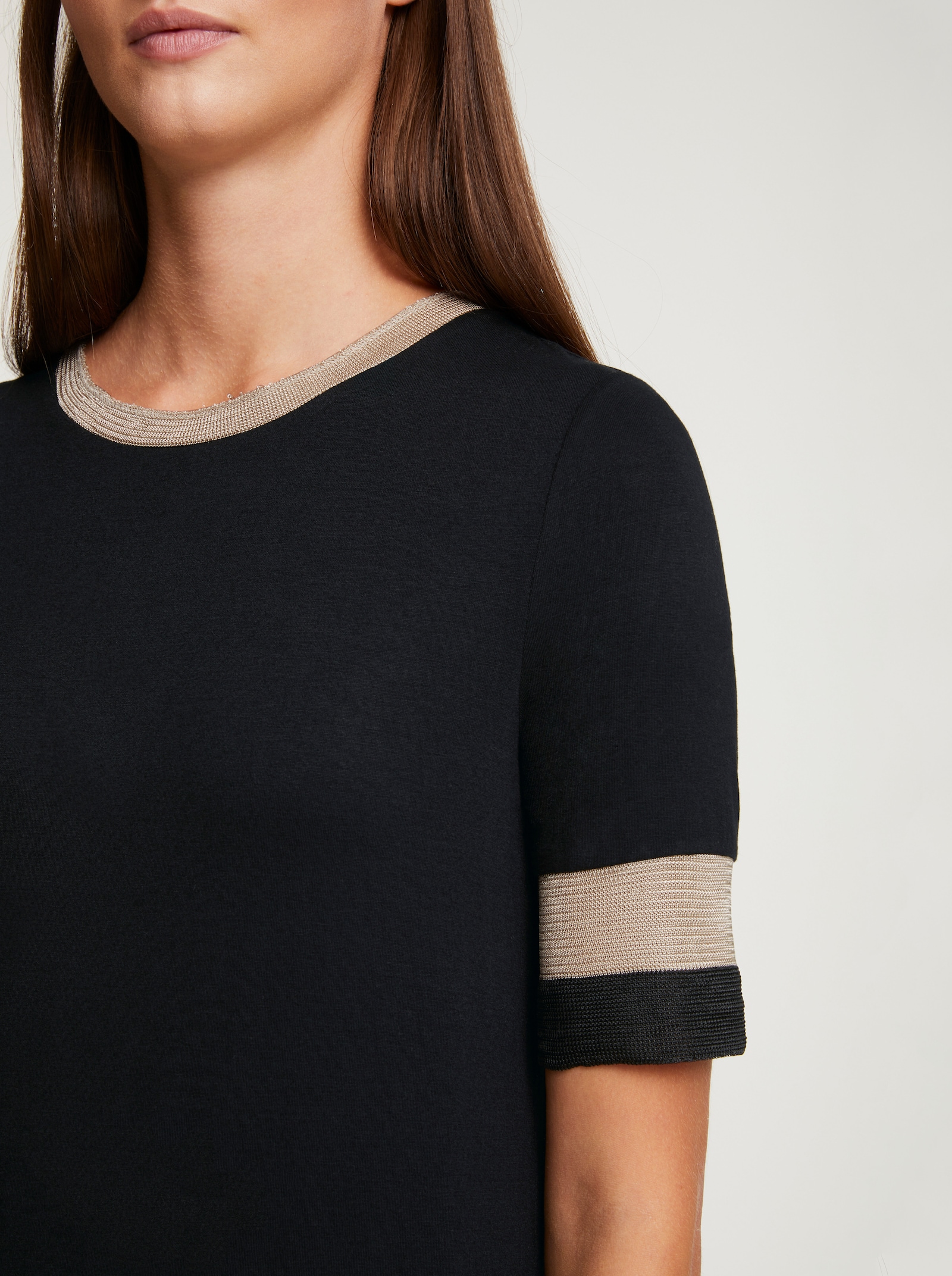 heine Rundhalsshirt mit Glanz-Details - schwarz